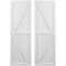 Ekena Millwork Americraft 5-Board Wood 2 Equal Panel Frmd Board-n-Batten Shutters w/Dbl Z-Bar, ARW102BF518X77WHH, PR ARW102BF518X77WHH - alternate 1
